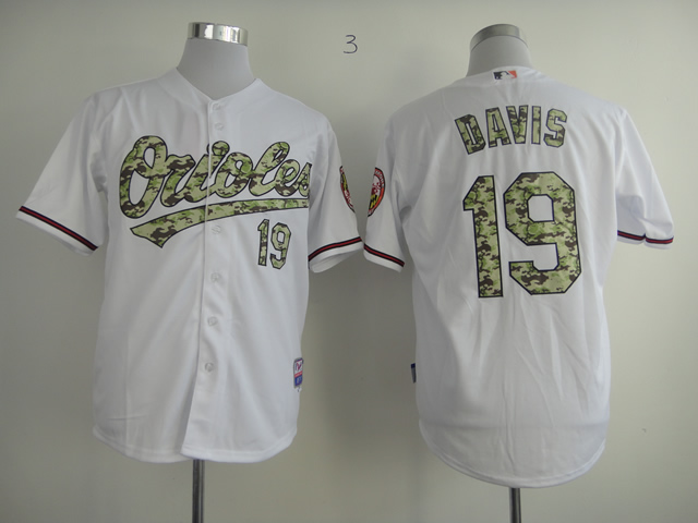 Men Baltimore Orioles 19 Davis White Camo MLB Jerseys